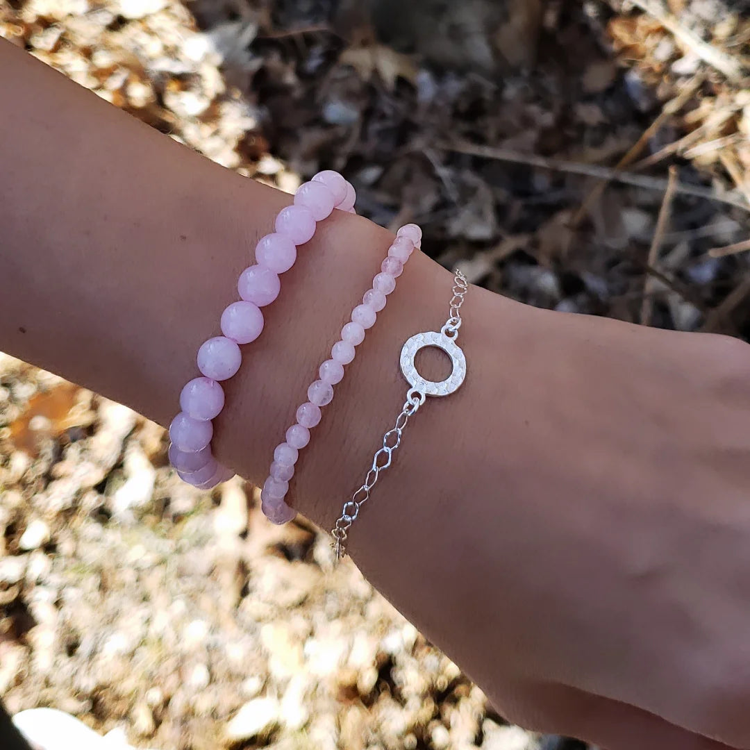Sterling silver hammered circle bracelet