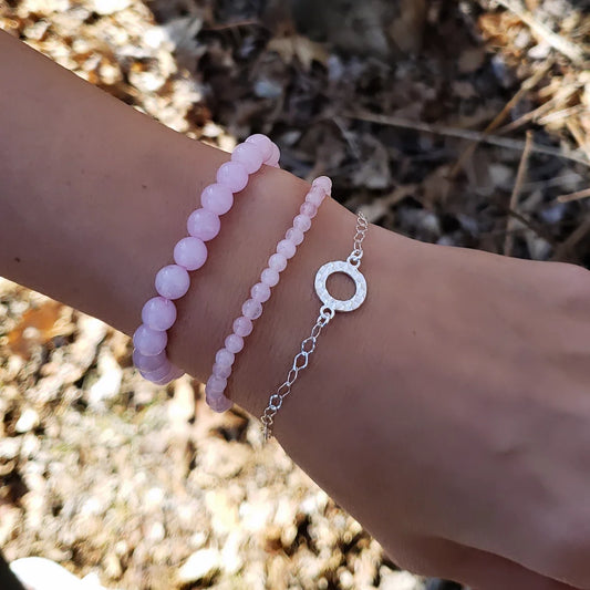 Sterling silver hammered circle bracelet