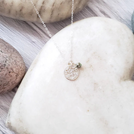 Tree of Life necklace with tourmaline