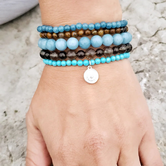 Bracelet stack~ turquoise and Smoky quartz
